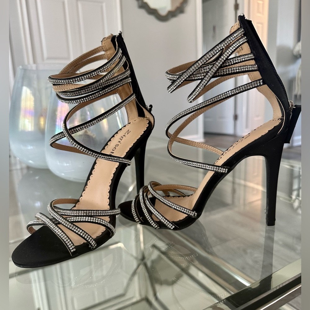 Zigi Soho High Heel Sandals Black With Rhinestones ,V… Gem
